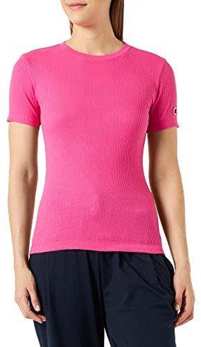 Champion Rochester 1919-Champion Logo Crewneck Slim S-S T-Shirt, Fucsia (FPL), M Donna