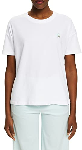ESPRIT Damen 013CC1K301 T-Shirt, 100/WHITE, S