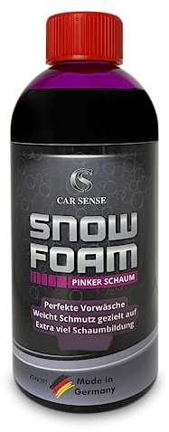Car Sense Snow Foam pinker alkalischer Schaum 0,5L gründlicher Auto Schaumreiniger I Perfekt geeignet für eine effektive Vorwäsche, dichter gut riechender Schaum