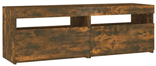vidaXL Mobile Porta TV con Luci LED Rovere Fumo 120x35x40 cm