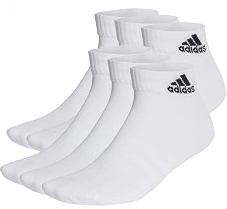 adidas Unisex adulto Cushioned Sportswear Ankle Socks 6 Pairs, White/Black, 13-14.5