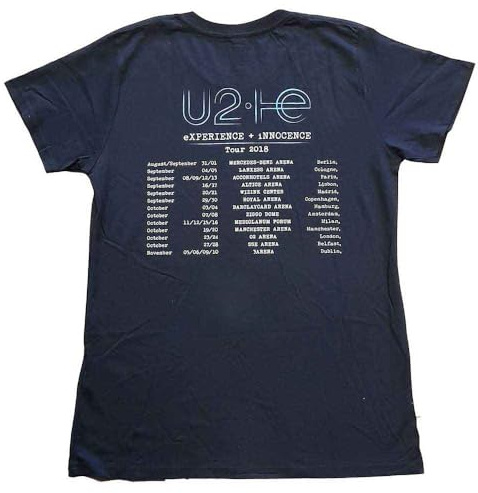 Rock Off officially licensed products U2 I+E 2018 Tour Dates Skinny Fit T Shirt M Navy