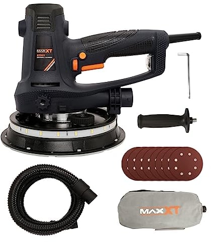 MAXXT 810W Levigatrice a mano per cartongesso, levigatrice elettrica per pareti, levigatura grossolana e fine, velocità variabile 1500-2800RPM
