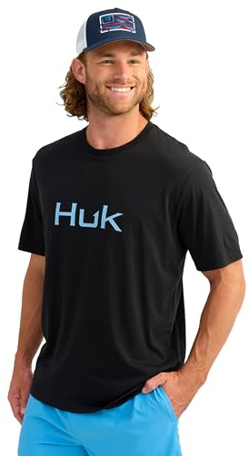 HUK Mens Performance Fishing Logo Tee, Short Sleeve, Quick-Dry, Logo 2.0 - Black, XX-Large