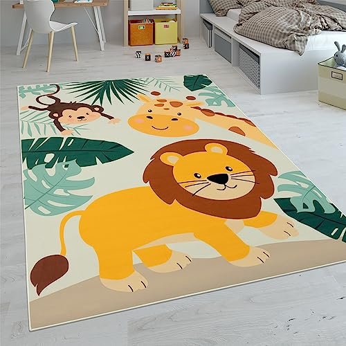 Paco Home Kinderteppich Teppich Kinderzimmer Spielteppich Junge Mädchen Modern rutschfest, Grösse:120x160 cm, Farbe:Beige 3