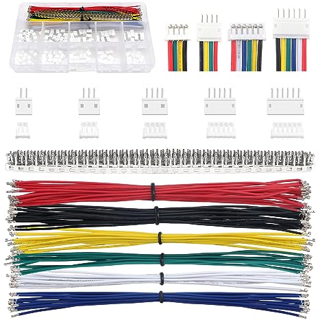 Lyeteung 420 Stück 1.5mm JST Stecker Kit, JST-ZH 2/3/4/5/6 Pin Gehäuse Adapter Kabel Stecker Buchse Stecker und Buchse, mit 26 AWG Vorgekräuseltem Kabeldraht und Pin-Crimpklemme (Doppelt)