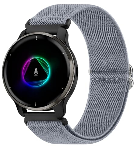Oumida Armband für Garmin Venu 2 Plus/Venu Sq/Venu Sq 2 Music für Damen Herren, 20mm Nylon Uhrenarmband Elastisches Verstellbar Sport Ersatzband für Garmin Venu Sq 2 Armbänder, Denim Blue