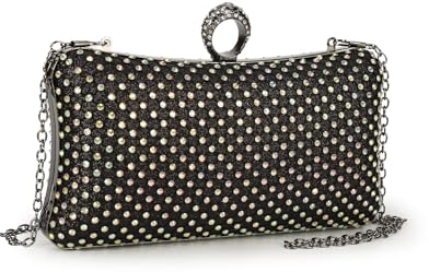 Gladdon Damen Clutch Elegant Abendtasche Buckle Brauttasche Kettentasche Glitzer Handtasche Portemonnaie Klein Umhängetasche Tasche für Hochzeit Cocktailparty Tanzparty Geburtstag(Schwarz)