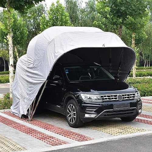 Tettoia per Posto Auto Coperto per Carichi Pesanti all'Aperto, Riparo per Auto da Garage Semiautomatico, Tenda da Garage Portatile per Feste, Tenda in Acciaio Inossidabile
