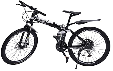 TESUGN 26 Zoll Premium Mountainbike, 21 Gang Mountainbike Kinder Fahrrad, Aluminium Fahrrad mit V-Bremse, MTB Herren & Damen (Schwarz)