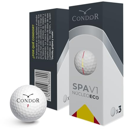 CONDOR Golf - Golf Boll Spa V1 - Hoch -Performance -Golfball - Eco Core - entwickelt für Entfernung und Kontrolle - Spanische Herstellung - 3 Packung von 3