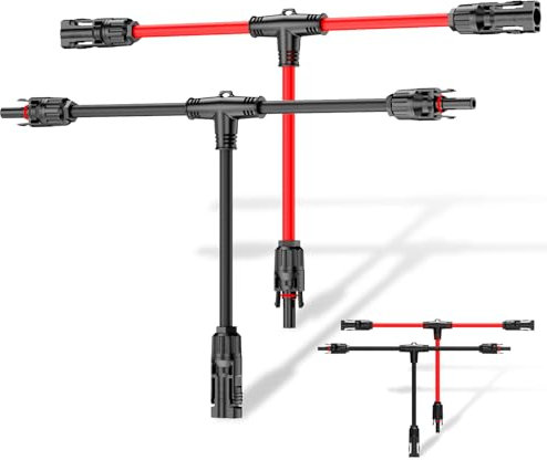 MXRPV Solar-Anschlusskabel,Solar-Panel Y Zweig Parallelverbinder,30A 1000V 6mm² 2 bis 4 Splitter Solar-Panel-Steckverbinder Verlängerungskabel Solarkabel Stecker (2 Paare, T Parallelverbinder)