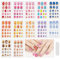JSRQT 12 Sheets Colorful Nail Stickers, Cute Cartoon Full Wrap Nail Art Decals Kids Girls, Self Adhesive Nail Polish Strip with Nail File, Rainbow Heart Unicorn Design