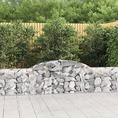 Chaduof Gabionen mit Hochbogen 6 STK Gabionenkörbe, Gabionen Hochbeet, Steinkorb, Gabionengitter, Drahtkorb Für Pflanzen, Kräuterspirale Für Garten, 300x30x60/80 cm Verzinktes Eisen