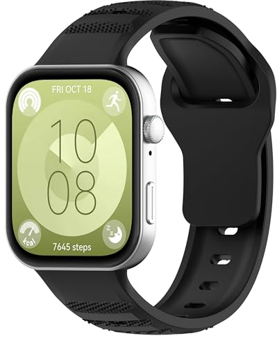 CZhkg Silikon Punkttextur Sportbänder für Huawei Watch Fit 3 Strap, Bands Armbänd Verstellbares Bracelet Ersatzbänd Armbände Schnellverschluss Wristband Bracele für Huawei Watch Fit 3 (Schwarz)