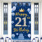 POPOYU Happy 21st Birthday Door Banner,Navy Blue 21st Birthday Backdrop Banner for Men Women,Large Fabric Photo Booth Backdrop Background for Him Her 21 Years Old Birthday.Party Wall Door Decoration