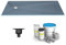 WEDI Receveur de douche à carreler 180 x 90 rectangle écoulement excentré + bonde verticale + kit d'étanchéité en verre clair moderne acrylique et résine