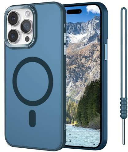 SouliGo Magnetic Case for iPhone 11 Pro Max 6.5”【Compatible with MagSsafe】 Slim Translucent Matte Shockproof Hard PC Cover & Soft TPU Bumper Anti-Scratch Protective Phone Cases with Lanyard - Blue