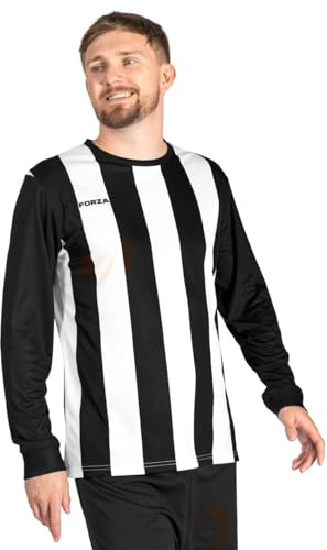 FORZA Men’s Striped Long Sleeve Jersey Shirt [XS-XXL] – Premium Long Sleeve Football T-Shirts Jersey | 5 Stripe Colour Options