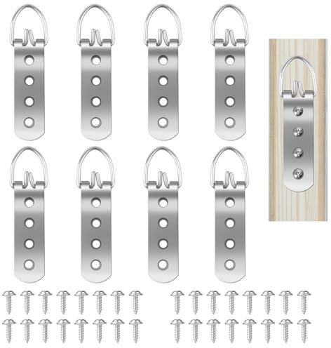 Hopton 8 Stück robuste Bildaufhänger für Schwere Bilder/Spiegel, Bilder Aufhängen, Bild Aufhänger mit Schrauben, Robust Aufhänger für schwere Bilder, Fotos und Kunstwerke