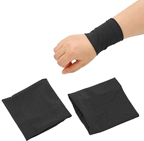 Kühlarmband 8cm Eisseide Atmungsaktiv Uni-Schwarz | Schweißabsorbierend, Hautfreundlich, Elastisch, Schnell trocknend, Für Sport Basketball Alltag Outdoor, Unisex, 1 Paar