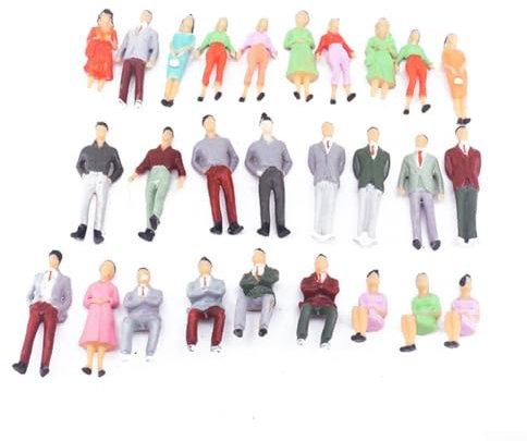 100 Stück bemalte Figuren sitzende und stehende Menschen Sandtischmodelle, DIY Sandtisch Mini Farbe kleine Person für Miniaturszenen (1:50)