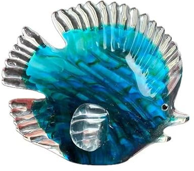 QIANGYTHENKO 6 tipos de figuras de cristal de animales de peces tropicales soplados a mano, escultura artesanal de vidrio para decoración de mesa del hogar Navidad