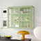 Retro Welle Glastür Wandschrank mit abnehmbaren Regalen, passend für Büros, Esszimmer, Wohnzimmer, Küchen und Badezimmer (B-Grün)