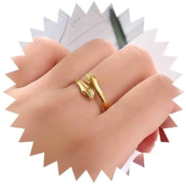 Cybche Boho Umarmung Hand Ring Gold Umarmung Hand Offen Ring Verstellbar Finger Ring Romantisch Umarmung Hand Umarmung Ring Minimalistisch Umarmung Ring Schmuck Für Frauen