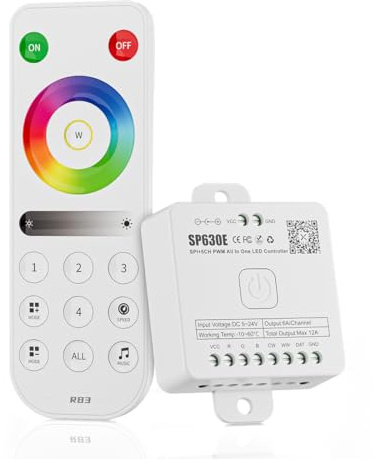 SEZO SP630E 12-in-1 Bluetooth LED Controller Kit DC5V-24V und 2.4G Wireless Fernbedienung Kompatibel mit 3CH PWM RGB RGBW oder SPI RGB TTL IC WS2812B WS2811 FCOB LED Streifen Steuerung Musik Modell