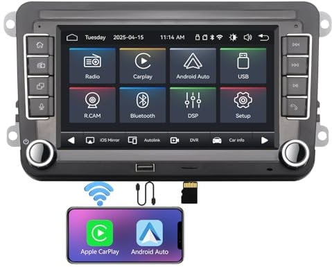 Autoradio per VW Passat Jetta Caddy Touran Golf 5 6 GTI T5 EOS POLO con Wireless Carplay Android Auto TF card Touchscreen Bluetooth AMFM Radio