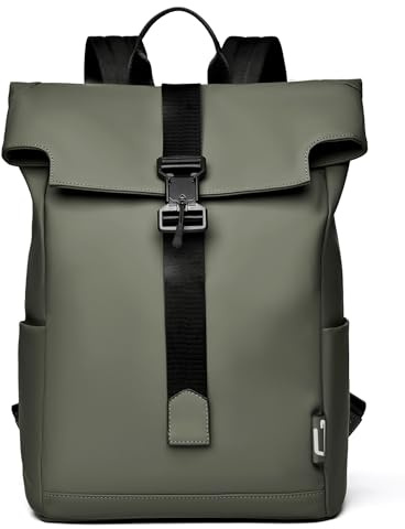 Kommodum - Zaino casual Porta PC in Membrana PU impermeabile Borsa Uomo con Tasca per PC Portatile Computer Notebook per Tempo libero Scuola Lavoro Viaggio KM19 (Verde)