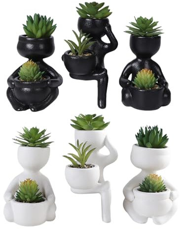 Vaso per piante, 3 pezzi, piante grasse artificiali in ceramica, piante finte per soggiorno, bagno, decorazione da tavolo