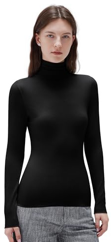 SUUKSESS Women Cashmere Blend Turtleneck Tops Long Sleeve Fitted Fall Shirt | Basic tops, High Mock Neck, Underwear Top, Fall Fashion, Winter Casual Wear, Anti-pilling, Quiet Luxury Clothes