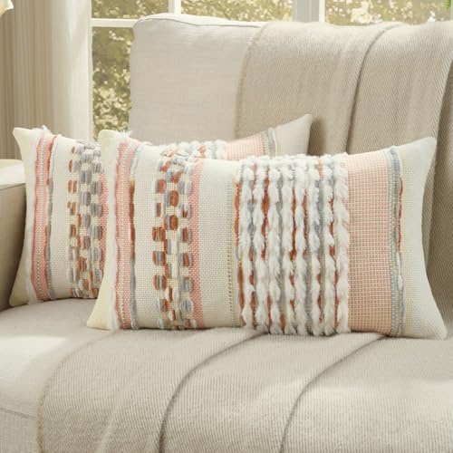 Ystyle 2er Set Chenille Kissenbezug, 30x50cm, Weich Moderne Dekorative Kissenbezüge, Kissenhülle Mit Verstecktem Reißverschluss, Sofakissenbezug Für Sofa,Schlafzimmer,Wohnzimmer, Koralle
