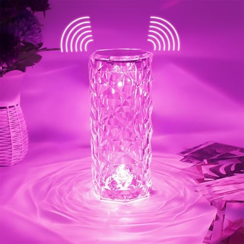 LED Crystal Lamp Bluetooth Speaker with 360° Stereo Sound, Touch Control Colour Changing Light, Portable Wireless Speaker with Non-Slip Base