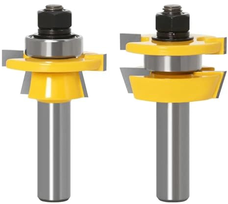2pcs 12mm 1/2 Shank Shaker Rail & Stile Router Bits Set Carbide Door Woodworking Tenon Cutter Tools for Wood Router Bit Set for Wood Planer(NO3 12mm Shank)