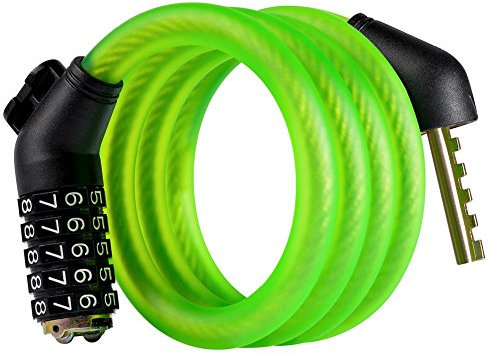 Anti-Theft Bike Lock Cable, Passwort Security Bike Lock, Basic Self Coiling Rückstellende Kombi Cable Bike Schlösser mit kostenlosem Halterung, 3.9/5,9 Füße, 4 Farben , green , 1.2m