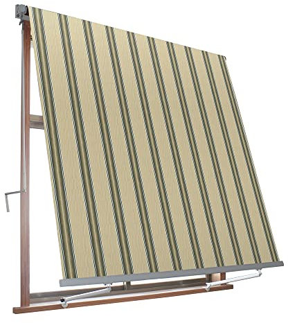 VERDELOOK Tenda da Sole Milos a Caduta avvolgibile con Braccetti 80 cm per ancoraggio, larghezza 1 m e altezza 2,5 m, beige e verde