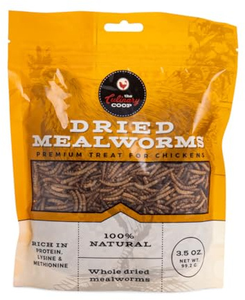 Fluker's Culinary Coop Premium Chicken Treats, Mealworms 3.5 oz, High Protein Worm, Nutritious Treat