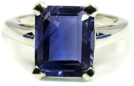 Gemsyogi Femme Homme Mixte 0.925 Argent sterling Emerald-Cut Bleu Cordiérite