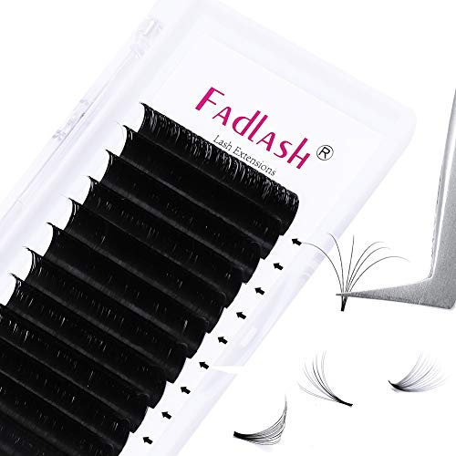 Fadlash Easy Fan Lashes D Curl 0.07 12mm Single Lashes Russian Lashes Natural Look Self Fanning Eye Lashes Automatic Blooming Russian Eyelashes Extensions(0.07-D-12)