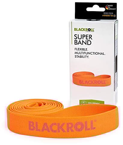 BLACKROLL® SUPER Band (104 cm), Gymnastikband zur Kräftigung der Muskeln, Widerstandsband aus hautfreundlichen Textilien, waschbares Fitnessband, Leichter Widerstand (3,8 kg), Made in Germany, Orange