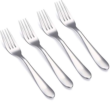 VANRA 4 Pièces Fourchette Enfant Acier Inoxydable,Fourchettes De Table pour Enfant Couverts pour Enfant, Chromé, Argent,15.5 inches
