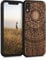 kwmobile Hülle kompatibel mit Apple iPhone XR Hülle - Holz Case - Handy Cover - TPU Handyhülle in Dunkelbraun Indische Sonne