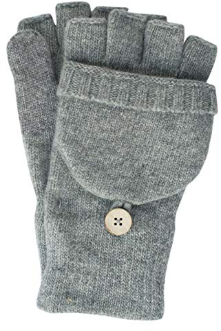 FosterNatur, Damen/Herren Wollhandschuhe mit Klappe, 100% Wolle extrafine