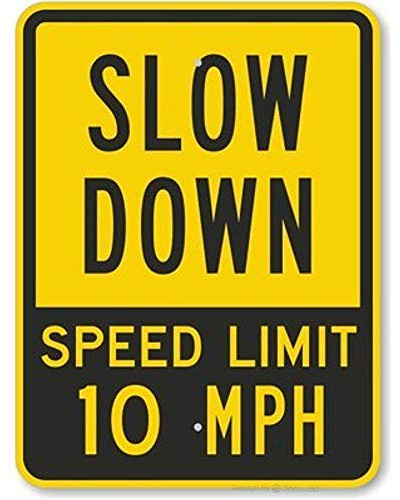Panneau de signalisation routière en aluminium robuste avec limite de vitesse de 10 km/h - 20,3 x 30,5 cm
