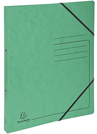 Exacompta 542553E Ringhefter mit Gummizug. Aus extra starkem Colorspan-Karton 2 Ring-Mechanik DIN A4 Füllhöhe 14 mm grün Ring-mappe Ringbuch Hefter
