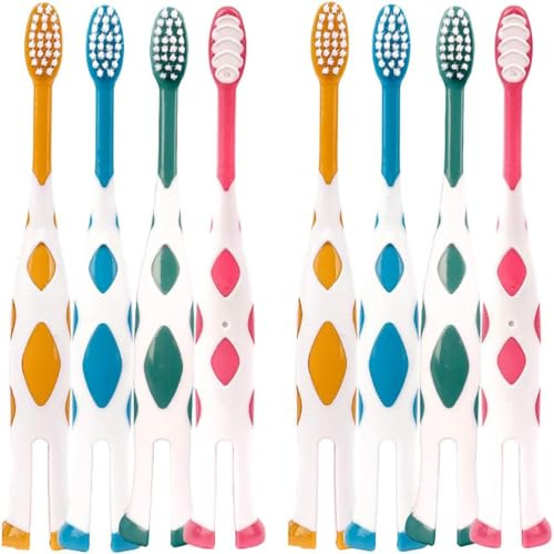 newrichbee 8 Packs Kids Toothbrush, Extra Soft Lovely Deer Toddler Toothbrush for Kids 2-8 Years (Pink&Orange&Blue&Green)