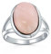 Bague cabochon ovale en quartz rose clair avec pierre précieuse sertie, anneau à tige fendue bohème pour femme et adolescente en argent sterling .925